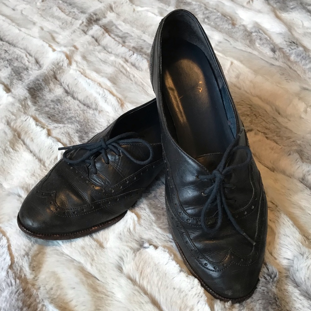 [vtg] 7.5 leather G.H. Bass & Co. wing tip flats